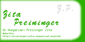 zita preininger business card